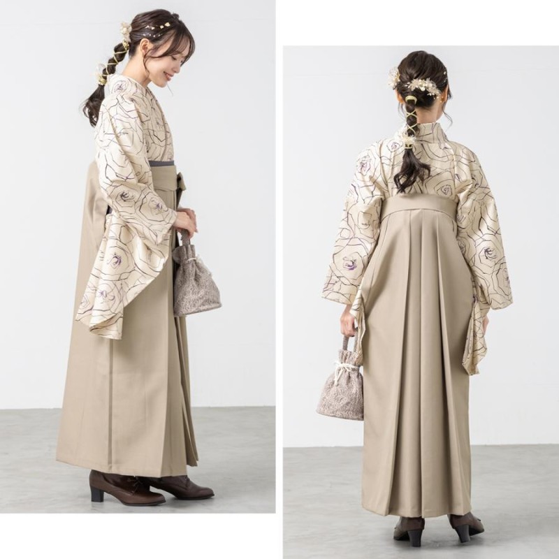 新品袴3点セット 卒業式大学生 セット ベージュ ワントーン 23MC（袴  