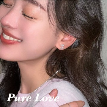 Pure Love樂芙 /正韓 銀飾【S925純銀】E0911簡約純銀耳針星星鋯石珍珠耳環 / 銀