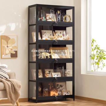 帶鎖收納展示柜書柜防塵手辦展示架陳列置物架書架家用客廳儲物柜