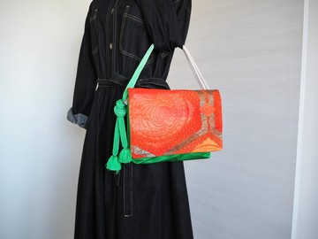 【日本製 手工製作】和服腰帶×肩背包　手拿包　和服　改造再製