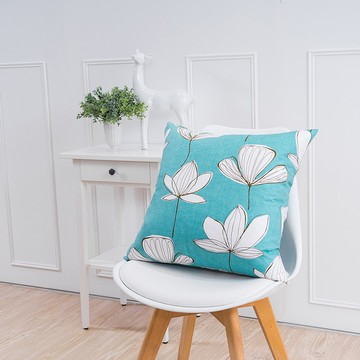 簡約系列抱枕-手繪葉脈藍