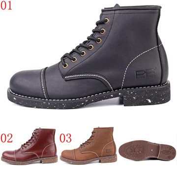 pathfinder口57711口PF復古潮流工裝靴傘兵軍靴男戶外時尚真皮短筒馬丁靴JHS杰恆社