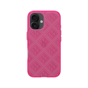 iPhone 16 Clear 粉漾桃 - Textured Glass: Luminous Sculpture 玻璃紋理系列：光映雕塑 - 經典鑽石花紋玻璃