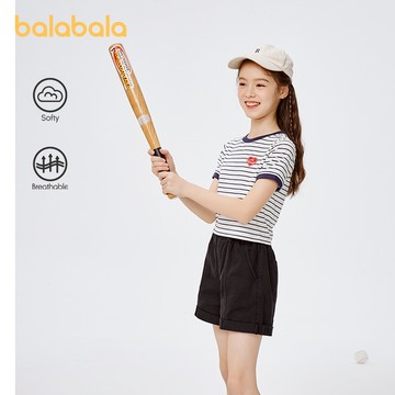 Balabala女童短褲兒童牛仔褲2024新款夏季中大童褲時尚酷棉。