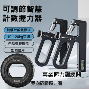 【隔日達】升級智慧電子計數握力器 可調節握力器10-120kg 握力訓練器 手腕指力訓練腕力器 手部復健訓練矽膠握力圈