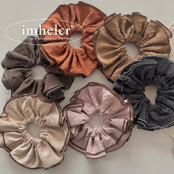 🔥2件9折🍊臺北出貨🍊可開發票韓版ins秋冬極簡純色布藝木耳邊花邊大腸髮圈扎馬尾丸子頭髮繩女