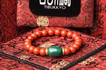 精品柿子紅南紅瑪瑙手珠 8mm 原礦天然孔雀石隔珠 客製化串珠設計