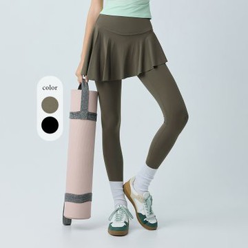 元動力 波浪裸感假兩件瑜珈褲(兩色；S-L)