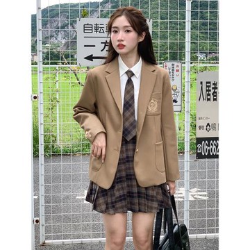 東京歲時記JK校供日系制服學院風西裝外套女休閑棕色西服套裝秋季