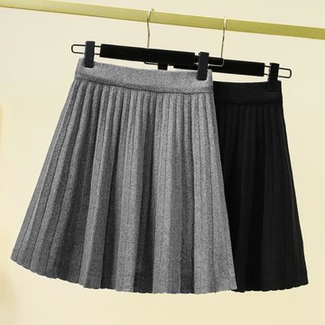 高端品牌羊毛毛呢半身裙女短款2025春裝新款針織百褶裙松緊腰短裙