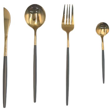 不鏽鋼刀叉組 4p  刀 + 叉 + 大湯匙 + 小湯匙  黑色  1組