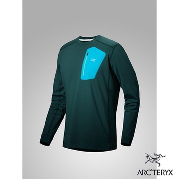 【Arcteryx 始祖鳥官方直營】男 Rho LT 圓領衫 皮西亞斯綠/熱帶魚藍