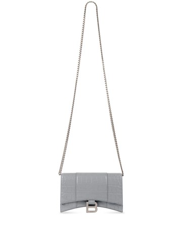 Balenciaga - Hourglass crocodile-embossed wallet-on-chain - women - Calf Leather - One Size - Grey