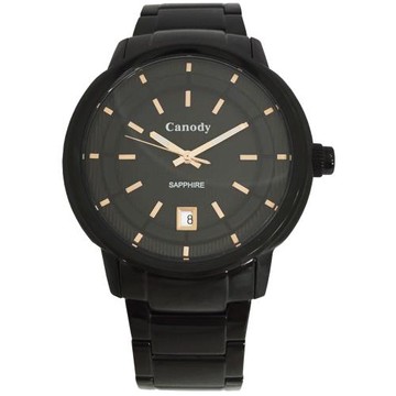 Canody 質感條紋藍水晶時尚男錶/黑/40mm/CMB5642-3A