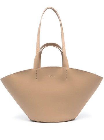 Patrizia Pepe - trapeze leather tote bag - women - Calf Leather/Polyester - One Size - Neutrals