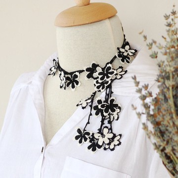 綴有蕾絲花朵的 150cm 長鍊【櫻花】單色系