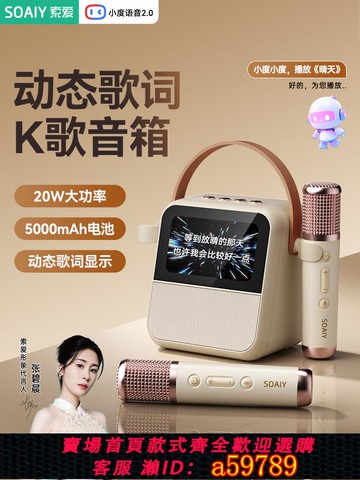 【台灣公司 可打統編】索愛GC200Pro歌詞K歌音響家用麥克風話筒一體家庭KTV禮物藍牙音箱