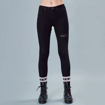 5th STREET｜-3KG系列｜女裝｜超彈磨破窄管褲｜黑色