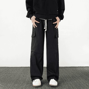 工裝褲男生 秋季 百搭 美式 高街長褲男 戶外 機能風 多口袋 休閑褲男 直筒褲男 運動休閑褲 大碼百搭長褲