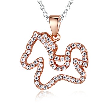 925純銀項鍊．可愛木馬．八心八箭．生日禮物．CS5013