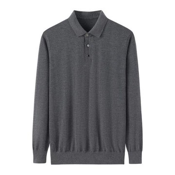 精紡100純山羊絨衫男翻領大碼薄款秋冬商務休閑寬松毛衣毛衫E2456