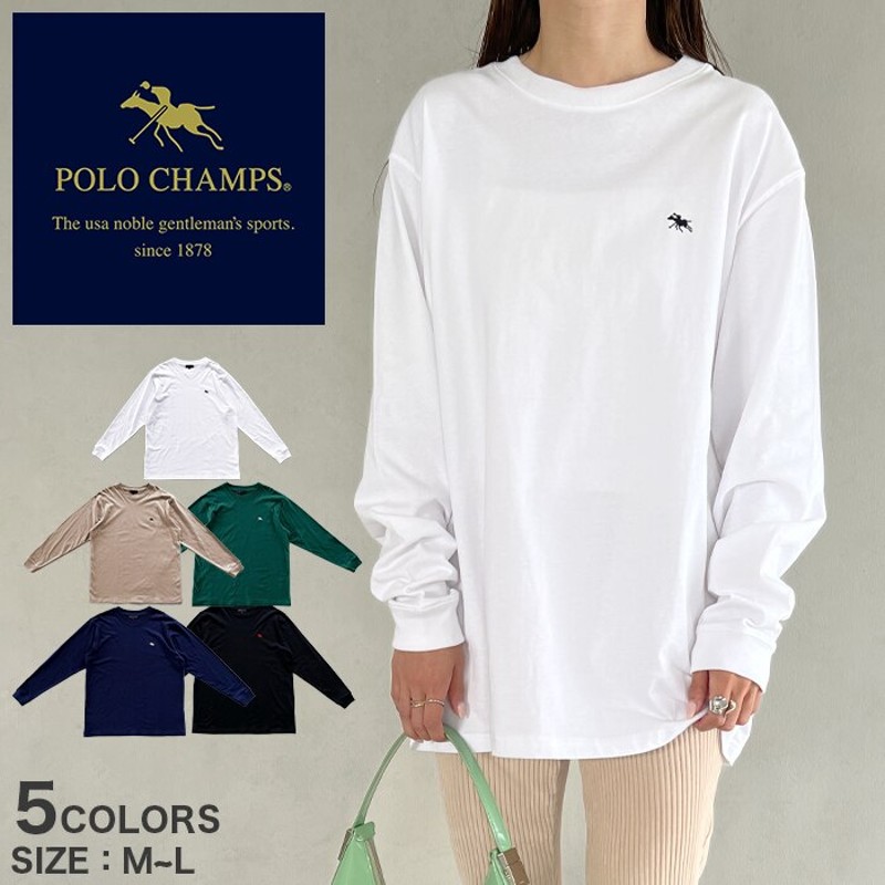 ワンポイント刺繍】POLO CHAMPS オーバーサイズ 長袖 Tシャツ ロンT