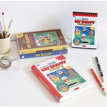 （清倉特價2024年）韓國可愛卡通風彩頁2024年日程本計劃記事本學生DIY手賬本