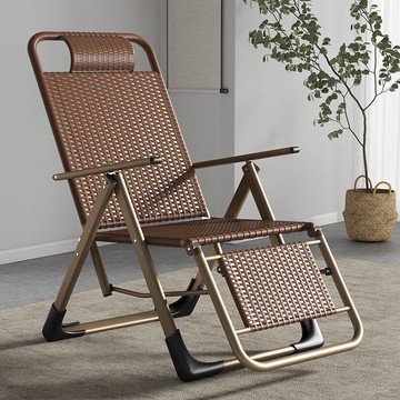 折疊躺椅可坐可躺編織藤條睡椅午睡可折疊家用陽臺庭院折疊式椅子