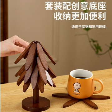 森活好室 一棵樹隔熱墊 餐桌隔熱墊組 木質防滑 耐熱防燙 鍋墊杯墊碗墊 文青北歐風 一棵樹造型 隔熱墊 木質隔熱墊