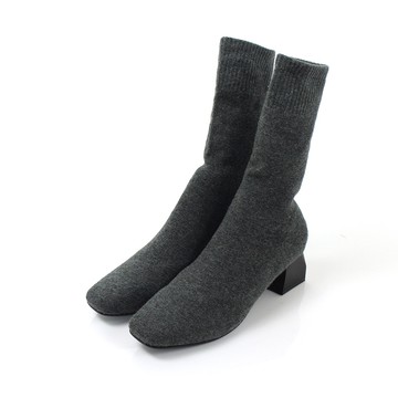 Viina 極致貼．彈力針織襪套靴 - 灰