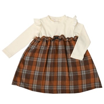 akachan honpo - 假兩件洋裝-咖啡色