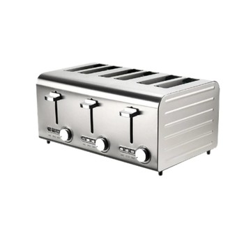 便利生活小物 220v商用六片全不鏽鋼多士爐 2250W 大功率獨立三控溫 解凍加熱多功能吐司機 早餐店飯店專用烤麵包機