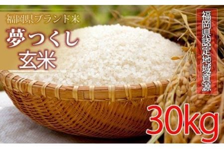 福岡県認定地域資源 「夢つくし」30㎏（玄米）※新米への移行期間中は発送不可 Ｔ7