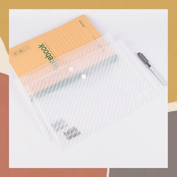 ［so媽］✨台灣現貨📦加厚透明A4按扣資料袋 斜紋款 收納袋 分類袋 A4 資料夾 文件袋