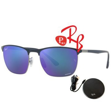 【RayBan 雷朋】時尚康目戀彩偏光太陽眼鏡 RB3686 92044L 極彩藍水銀鍍膜玻璃偏光鏡片 公司貨