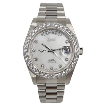 Ogival 愛其華 珍珠母貝時尚晶鑽機械腕錶-白-男錶(303271DMW)39mm