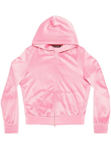 Balenciaga - BB Paris zip-up hoodie - women - Triacetate - 34 - Pink