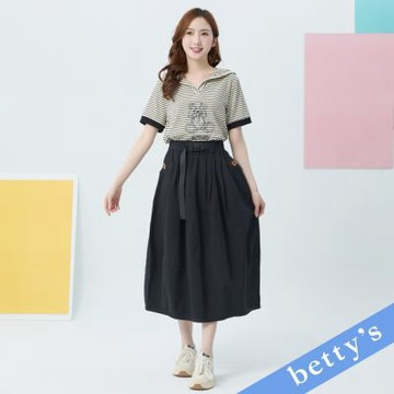 betty’s貝蒂思　酷酷腰帶剪裁口袋長裙(黑色)