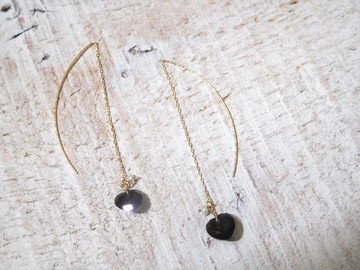 包14k金簡約搖曳愛心茶晶耳線