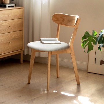 hoi!源氏木語鹿特丹橡木原木色布面餐椅 Y28S08 梨白