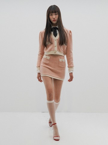 Ribbed Waist Mini Skirt (Pink)