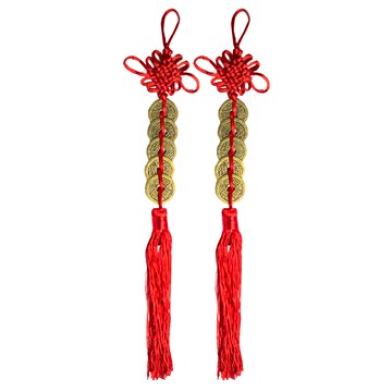 A1寶石 招財化煞鎮宅納福開運五帝錢掛飾 Set  2個  紅