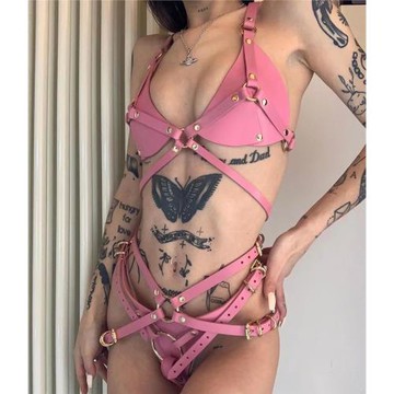 051性感PU文胸套裝復雜款式時尚的造型演出捆綁設計風格時尚的款