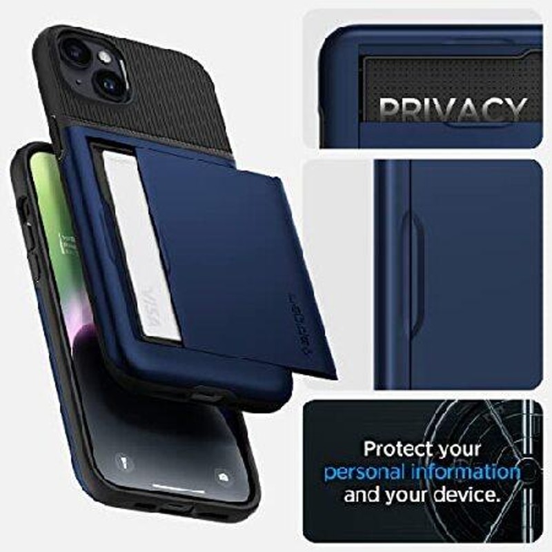 MR:Spigen iPhone14 ケース カード 手帳型 収納ケース 2重構造 耐衝撃 米軍MIL規格取得 落下防止 IC カード ポケット パスケース スリム・アーマー CS ACS05059 (ローズ・ゴールド)