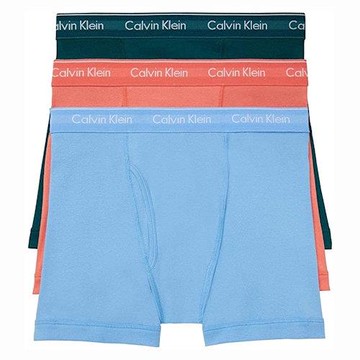 CK 2022男時尚全棉綠橘藍色修飾四角內著混搭3件組