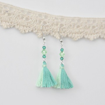 雙色流蘇。捷克水晶。耳環 Two Colorway Tassel。Crystal。Earring