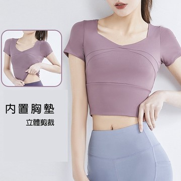 【ALLK 歐楷】促銷 附胸墊瑜珈韻律服上衣 7色(尺寸M-2XL/中大尺碼/運動/健身)