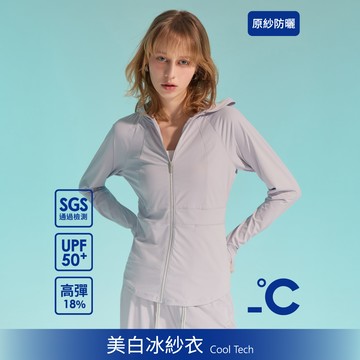 SO NICE【美白冰紗系列】全方位高彈涼感原紗防曬立體帽簷中長版連帽外套
