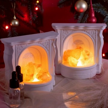 🔜[快速出貨]🆕新品上架【梨花瑪雅】摩羯座生日快樂🎂3段燈光調節歐洲宮廷壁爐天然轉運水晶石香薰擺飾無火精油小夜燈 情人禮物 閨蜜禮物 聖誕禮物