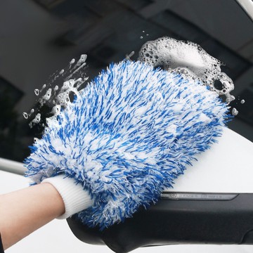 洗車手套雙面纖維清潔手套 不傷車漆珊瑚絨毛手套 擦車巾 除塵手套